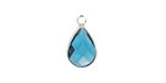 Pacific Blue Crystal Teardrop in Silver Finish Bezel 10.5x18mm