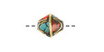 Nepalese Brass Arches w/ Turquoise & Coral Mosaic Bicone 13x12mm