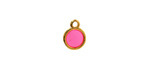 24k Gold (Plated) Transparent Paradise Pink Resin Round Focal 8x11mm