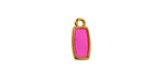 24K Gold (Plated) Transparent Paradise Pink Resin Rectangle Focal 6x13mm