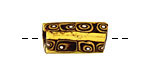 African Bead (yellow w/ black & orange swirl) Tube 14-23x10-11mm