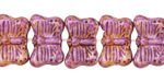 Czech Glass Bisque Picasso w/ Pink Stone Wash Butterfly 16x11mm
