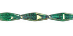 Czech Glass Emerald w/ Gold Luster Rhombus 20x8mm
