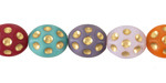 Czech Glass Matte Multi-Color w/ Gold Dimpled Rice 12x10mm