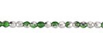 Czech Glass Bottle Green w/ Silver Fire Polished Round 4mm