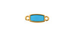 24K Gold (Plated) Transparent Turquoise Resin Rectangle Focal Link 16x6mm