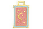 24K Gold (plated) Pink Coral & Turquoise Blue Enamel Tarot Card Focal 18x29mm