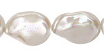 Pearly White Flat Baroque Style Shell Pearl 24x17mm
