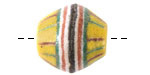 African Glass (Krobo) Yellow w/ Stripes King Bead Bicone 20x22mm