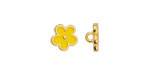 24K Gold (plated) Yellow Enamel Daisy Button 10mm