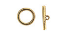 Antique Brass (plated) Plain Round Toggle Clasp 12.6mm, 18mm Bar