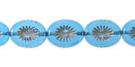 Czech Glass Aquamarine w/ Silver Oval Star Window 14x10mm
