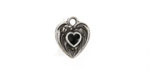 TierraCast Antique Silver (plated) Jet Enamel Heart in Heart Shaped Focal 12.5x14mm