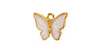 24K Gold (Plated) White Pearl Enamel Butterfly Focal 18x15mm
