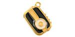 24K Gold (Plated) Jet & Pearl Enamel Vintage Transistor Radio Focal 20mm