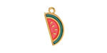 24K Gold (plated) Enameled Watermelon Focal 8x18mm