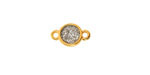 24K Gold (Plated) Silver Glitter Resin Round Focal Link 13x8mm