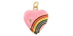 Rose Enamel w/ Rainbow & Gold Finish Heart Pendant 18x20mm