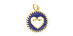 Cobalt Enamel w/ Gold Finish Open Heart in Coin Focal 15.5x18.5mm