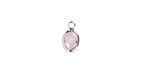 Rose Pink Crystal Oval Drop in Silver Finish Bezel 6x8mm
