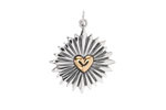 Nina Designs Large Mixed Metal Heart Pendant with Sunrays 21x27mm