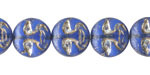 Czech Glass Matte Cobalt w/ Platinum Moon Face 13mm