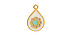 24K Gold (Plated) White & Sweet Mint Enamel w/ Flower Drop Focal 13x20mm