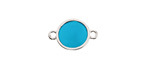 Silver (plated) Transparent Turquoise Resin Round Focal Link 12x17mm