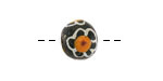African Glass (Krobo) Black Powder-Cast Hand-Painted Daisy Round 10mm