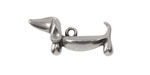 Antique Silver (pated) Cute Dachshund Focal 28x13mm