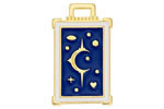 24K Gold (plated) Cobalt & Ivory Enamel Tarot Card Focal 18x29mm