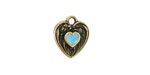 TierraCast Antique Brass (plated) Light Sky Blue Enamel Heart in Heart Shaped Focal 12.5x14mm