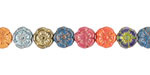 Czech Glass Rainbow Mix Hibiscus Coin 8mm