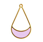 24K Gold (Plated) Transparent Lilac Resin Openwork Teardrop Focal 24x42mm