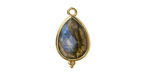 Labradorite w/ Gold Finish Faceted Teardrop Focal 12x21mm
