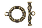 Antique Brass (plated) Carved Toggle Clasp 25x20mm, 29mm Bar