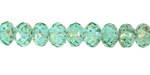 Czech Glass Island Blue w/ Gold Fire Polished Rondelle 6x9mm