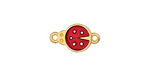 24K Gold (plated) Transparent Ruby Enamel Ladybug Focal Link 17x9.5mm