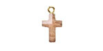 Peach Moonstone Faceted Cross Focal w/ Gold Finish 10x15mm