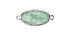 Green Strawberry Quartz Faceted Puff Oval Link w/ Silver Finish Bezel 12x20mm
