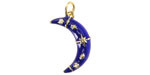 18k Gold (plated) Cobalt Enamel w/ Crystals & Stars Crescent Moon Focal 11.5x21mm