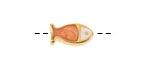 24K Gold (plated) White & Pearl Pearl Enamel Fish Bead 15x7mm