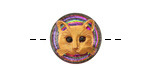 Czech Glass Crystal Rainbow Metalic w/ Hand Painted Orange Cat Face Button 18mm