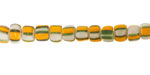 Java Glass Yellow & White w/ Stripes Graduated Gooseberry Beads 3-6x4-6mm