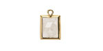 Rock Crystal Quartz w/ Gold Finish Faceted Rectangle Focal 10x15mm