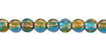 Czech Glass Rainforest w/ Copper Wash Large Hole Melon Round 6mm