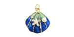 18k Gold (plated) Aqua & Blue Enamel Scallop Shell w/ Sea Treasures Focal 17x17mm