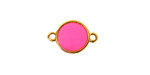 24K Gold (Plated) Transparent Paradise Pink Resin Round Focal Link 12x17mm