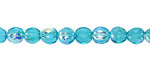 Czech Glass Teal AB Faceted Melon Round 6mm