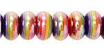 Rainbow Banded Resin Large-Hole Rondelle 8x14mm
